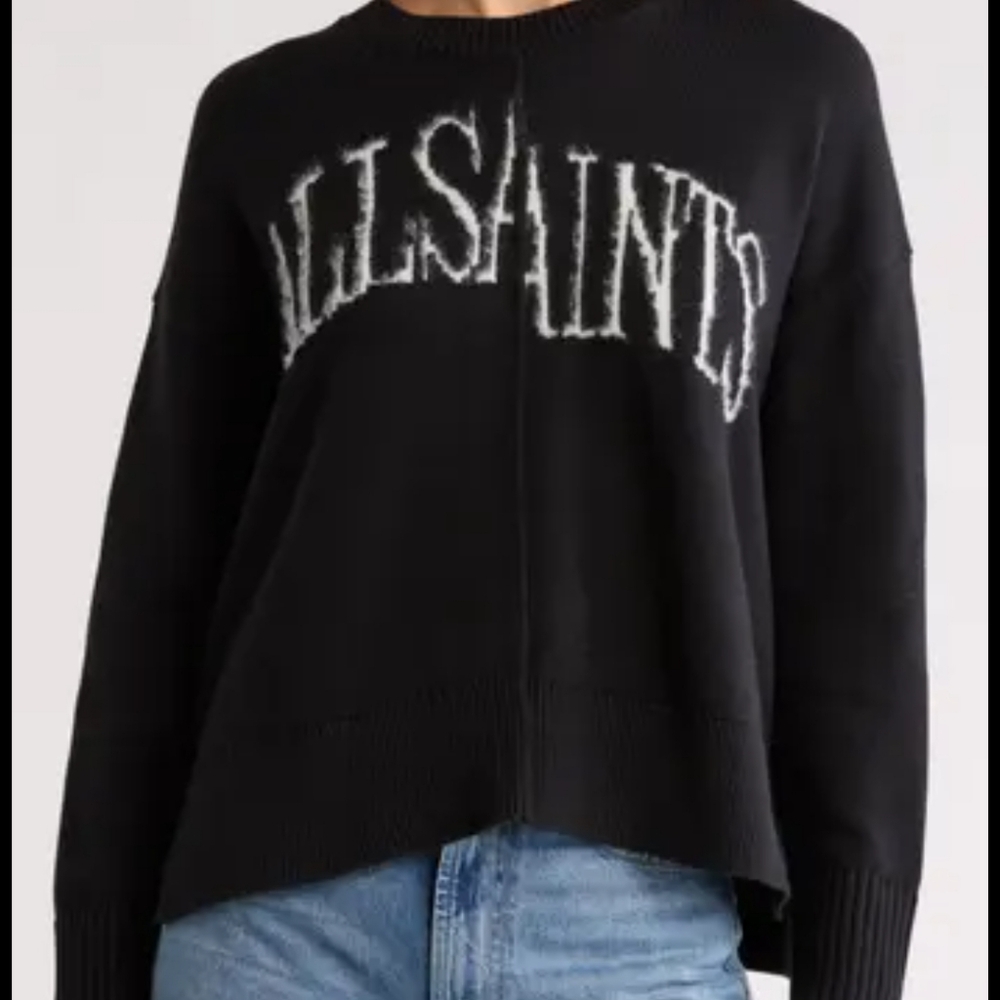 All Saints Black Crew Neck Sweater